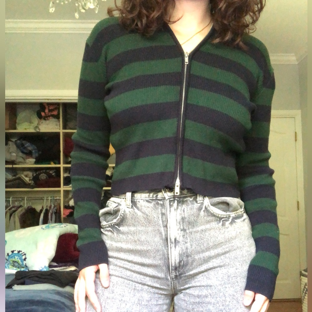 Cozy Green and Blue Striped sweater